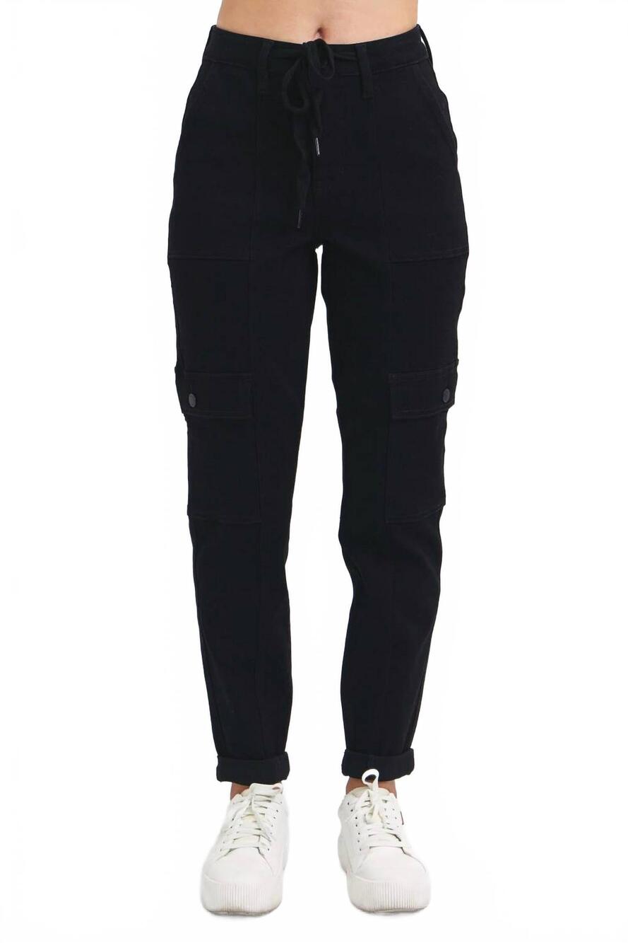 NEW JUDY BLUE cargo cuffed jogger pants in black